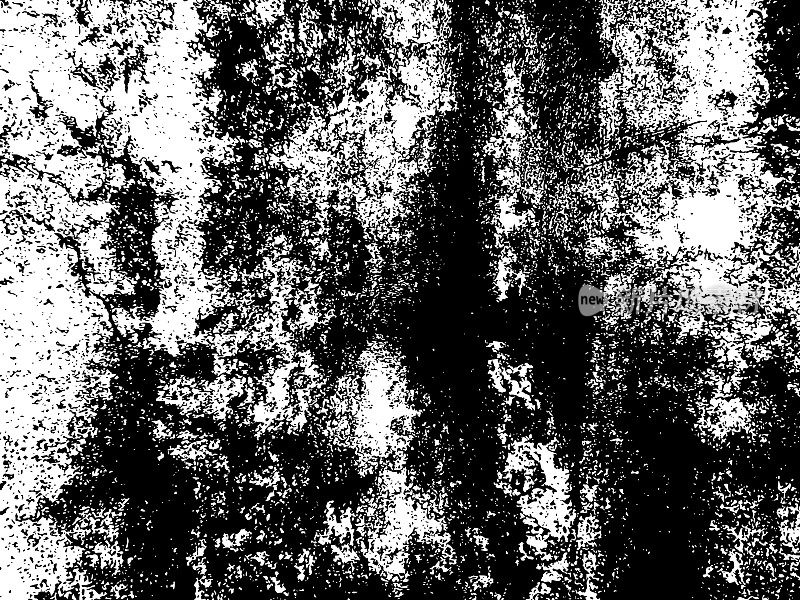 金属锈-垃圾纹理。黑色灰尘Scratchy Pattern。抽象的背景。矢量设计作品。变形的效果。裂缝。